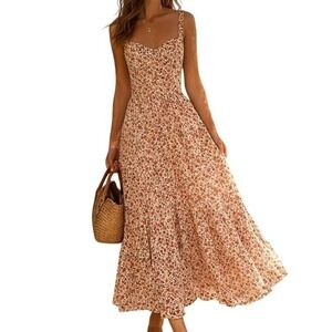Reformation Peach Floral Midi Dress